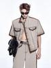 Roupas Masculinas Skinny Estilo Wasteland Jaqueta Jeans Manga Curta com Ombreiras Masculina de Verão Cor Lavada Combinando Terno Casual para Homem