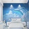 Quarto infantil nórdico nuvem oceano baleia meninos e meninas papel de parede engraçado sala de estar quarto de dormir tecido de parede fundo papel de parede mural