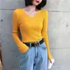 Suéter tejido versátil para mujer para usar como prenda exterior, estilo coreano, corte ajustado, jersey, camiseta base ajustada para estudiante