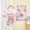 Pijamas de Verano de Manga Corta Finos para Niñas Transfronterizos 2025 Nuevo Traje de Verano para Niñas Ropa para el Hogar
