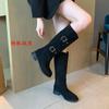 958-4 Botas Largas de Pierna Gruesa y Pantorrilla Ancha Botas Largas Retro de Caballero Botas Altas Ensanchadas Zapatos de Mujer Talla Grande 41-43 Botines