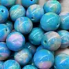 Cuentas Redondas de Resina con Gradiente de Galaxia Estilo Pintura al Óleo Cuentas para Pulsera DIY, Cuentas Sueltas con Agujero Recto, Tendencia de Moda de Fábrica tipo Perla