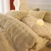 Conjunto de Cama de Lã Bolha para Casa de Quatro Peças Leite Lã Mais Veludo Gradiente Cor Sólida Inverno Espessado Quente Lã Roupa de Cama para Dormitório