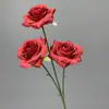 Rosas Artificiais Bicolores de 3 Cabeças Transfronteiriças para Decoração de Cena de Casamento, Arranjos de Flores de Seda, Embalagem em Massa Mista