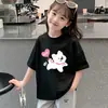 Camiseta de Manga Corta para Niña Ropa de Verano 2026 Nuevo Estilo Moda Niños Niñas Verano Algodón Puro Manga Media Cuello Redondo Top Delgado t