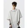 2026 Caliente Nuevo Estilo de Verano Camiseta de Manga Corta Bordada con Letras de Colores para Niños y Niñas, Corte Holgado, Talla Grande, Top de Moda para Estudiantes