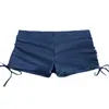 Bañadores Deportivos Ajustados Elásticos de Cintura Alta Fruncidos Estilo Europeo y Americano Modelo Nuevo 2026 Color Sólido Cordón Botón Cuatro Esquinas