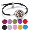 Pulseira de Óleo Essencial de Aromaterapia de Venda Quente Transfronteiriça Liga Difusor de Perfume Pulseira Corda Pulseira de Couro Preto para Homens e Mulheres