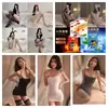 Talla Grande Nueva Lencería Sexy Camisola Pijama Body No Necesita Quitarse Sexy Transparente Blanco Transparente Tentación Falda para Cadera