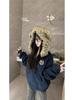 Jaqueta Cardigan Tendência Estilo Americano com Gola de Pelo de Urso Fofo para Mulheres, Novo Design Outono e Inverno 2025 Jaqueta com Zíper