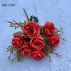 Simulação de 7 cabeças rosa pérola fotos de casamento segurando buquê flores artificiais decoração de foto retrô segurando flores comércio exterior flores de seda