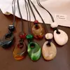 Collar de Agua de Acrílico Degradado con Cuerda de Cera Transfronterizo Europeo y Americano, Cadena para Suéter de Lujo Ligero de Gama Alta, Accesorio de Cuello Retro Moderno y Único