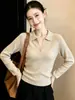 Camisa Polo de Punto Ajustada para Mujer, Nueva Llegada de Otoño, con Top Interior de Diseño