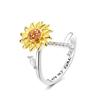 Anillo Giratorio de Girasol Ajustable Transfronterizo Europeo y Americano Antiestrés Ansiedad Anillo de 26 Letras Anillo Giratorio de Girasol