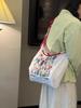 Bolsa de Compras Bordada con Flores para Mujer Portátil Ligera de Mano Ecológica Retro Gran Capacidad de Mano Hombro Cruzada