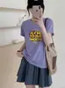 Venta Directa desde la Tienda de las Trece Líneas: Camiseta de Algodón con Estampado de Copos de Nieve, Manga Corta, Cuello Redondo, Adelgazante, Versátil, Bestseller de Verano en Tiendas Físicas
