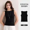 Camisola Yokosu Estilo Americano Chica Picante Hombros Descubiertos Hombros Anchos Camiseta de Manga Corta Ajustada de Verano para Mujer Top Básico sin Mangas