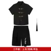 Novo Conjunto Hanfu Estilo Chinês Novo de Verão para Meninos com Camisa de Manga Curta Botonada e Shorts, Roupa Casual de Performance Estilo Nacional Infantil