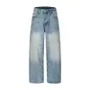 Jeans rectos retro lavados y desgastados estilo japonés Rumeng para hombre, pantalones casuales anchos de corte holgado para otoño, versátiles para ir al trabajo