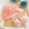 Conjunto Combinado de Touca Fetal e Meias para Recém-Nascidos com Várias Flores Pequenas Frescas para Bebês Meninas e Lactentes para Proteger a Fontanela