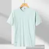 Camiseta Deportiva Casual de Verano, Cuello Redondo, Manga Corta, Seda Helada, Transpirable, Fresca, Simple, Holgada, Delgada, Venta al por Mayor