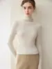 Nuevo Suéter Elegante de Otoño para Mujer 100% Cachemira Pura Cuello Alto Ajustado Tejido sin Costuras Versátil