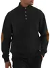 Sudadera con capucha de jacquard para hombre, cuello alto, Amazon Europeo y Americano, Nueva, Casual, Color Sólido, Patchwork, Botones de Cuero, Otoño e Invierno, Jersey