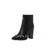 Zapatos con remaches de estilo europeo y americano, botas de mezclilla de tacón grueso y tubo corto para mujer, botas de talla grande 74-6