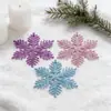 Decorações de Natal 10CM peças de floco de neve, peças de floco de neve de plástico com glitter, ornamento pendurado de floco de neve oco para decoração de árvore de Natal