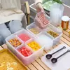 Caixa de ingredientes em pó para gelo raspado, ferramentas para barraca de gelo raspado, conjunto completo de pequenas combinações de ingredientes, selada, compartimentada, caixa de temperos de grau alimentício