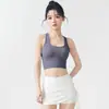 Sujetador deportivo corto de dos tonos con espalda cruzada para mujer, almohadilla en el pecho integrada, hermosa espalda, ropa de yoga, camiseta sin mangas para entrenamiento de Pilates