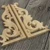 Aplicación de Madera Maciza Estilo Europeo Talla en Madera Patrón de Flor de Esquina Panel de Madera para Puerta de Mueble de Gabinete con Talla Diagonal Hueca