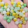 Jade Jade Huang Fei Cuentas Redondas Chorro de Jade Frijol Femenino Base Verde Blanca Verde 8mm Pulsera Collar Accesorios Cuentas