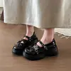Sapatos Mary Jane de couro com sola grossa e laço branco para mulheres, novo estilo outono 2026, adequados para combinar com saias, sapatos de couro estilo francês universitário