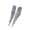 Aretes de Aguja Plateada con Borlas de Gota de Agua Incrustadas de Diamantes, Estilo Palacio, Nicho, Aretes Versátiles, Lujo Ligero, Venta al por Mayor de Aretes de Gama Alta