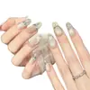 Yihe [Festa Suave Dourada] Gato Nu Olho de Gatinho Renda Pérola Suave e Elegante Adesivos Artesanais para Unhas