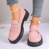 Mocasines de Otoño Nuevos Transfronterizos, Zapatos de Mujer Cómodos y Casuales Estilo Británico, Tacones Gruesos, Suelas Gruesas, Zapatos de Mujer Retro Talla Grande