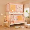 Cama Anti-Caídas Infantil de Grado A para Mamá y Bebé, Cama de Dibujos Animados de Tres Puertas para Madre e Hijo con Red Anti-Mosquitos Trapezoidal Telescópica Anti-Caídas