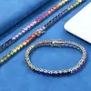 Cadena de Tenis de Circonita Colorida Transfronteriza Europea y Americana 5mm Joyería Hip-Hop Accesorios Versátiles de Moda Pulsera para Hombre Personalización