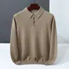 26 modelos nuevos de suéteres de cachemira para hombre con cuello polo, corte holgado, talla grande, camiseta base de punto, suéter de lana, ropa de negocios para hombre