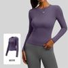 Tops de Yoga de Manga Larga Ajustados de Cuello Redondo Transfronterizos Personalizados para Correr, Fitness, Deportes, Secado Rápido, Protección Solar, Adelgazantes