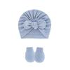 Fuente transfronteriza gorro fetal para bebé guantes antiarañazos juego de 2 piezas gorro pullover para bebé gorro indio gorro de orejas de conejo comercio exterior europeo y americano