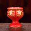 Taza Pequeña de Cerámica para Agua para Ofrenda a Buda, Guan Gong y el Dios de la Riqueza; Taza de Ofrenda para el Hogar para Adorar Dioses, Atraer Riqueza, Adorno Rojo