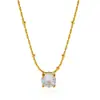 Colar Clássico Simples Redondo com Quatro Garras e Zircônia de Diamante Único para Mulheres Que Não Desbota, Acessórios de Aço Titânio de Alta Qualidade para o Verão Atacado