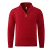 2026 Nuevo Suéter de Punto para Hombre de Invierno con Media Cremallera, Punto Trenzado Vintage, Cuello Alto, Ropa de Punto, Talla Grande, Camiseta Básica Casual