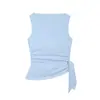 Top de Popelina de Verano para Mujer con Adornos Estilo Europeo y Americano 21286