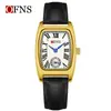 Ofns Comercio Exterior Wholesale Reloj de Mujer Forma de Barril Dos Manecillas Medio Cuarzo Resistente al Agua Números Romanos Reloj de Mujer Retro