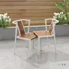 Mesa de Chá e Conjunto de Cadeiras para Lazer na Varanda Pátio Madeira Plástica Exterior Villa Exterior Casa Apartamento Pequeno Ao Ar Livre À Prova D'Água Proteção Solar