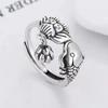 Anillo de Carpa para Mujer Plata Tailandesa s925 Año Tras Año Koi de la Suerte Loto Loto Estilo Étnico Retro Anillo de Comida