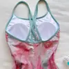 Princesa Sirena DeslumbranteEstampado retro francés adelgazante sin espalda que realza la figura traje de baño deportivo de una pieza estilo resort para mujer en verano
